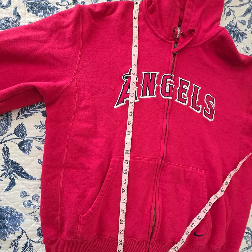 Vintage Y2K Nike Team Los Angeles Angels Full Zip Hoodie Red Men's L - Picture 6 of 9